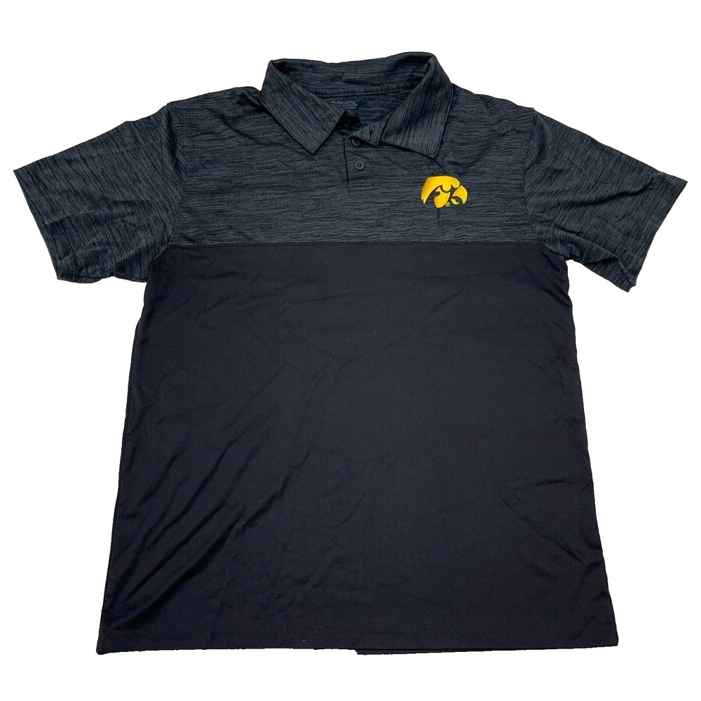 Iowa Hawkeyes Polo Shirt Men Medium Black Performance Quick Dry Wicking Golf A09